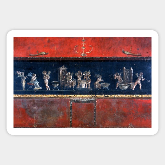 Roman fresco showing perfume production (C006/4566) Sticker by SciencePhoto